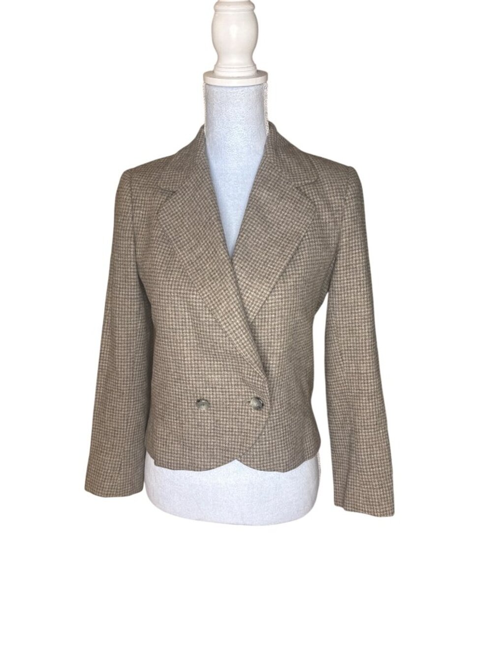 Jvintage John Anthony Pret Houndstooth Wool Blazer Sz 4 Cropped 80s Designer
